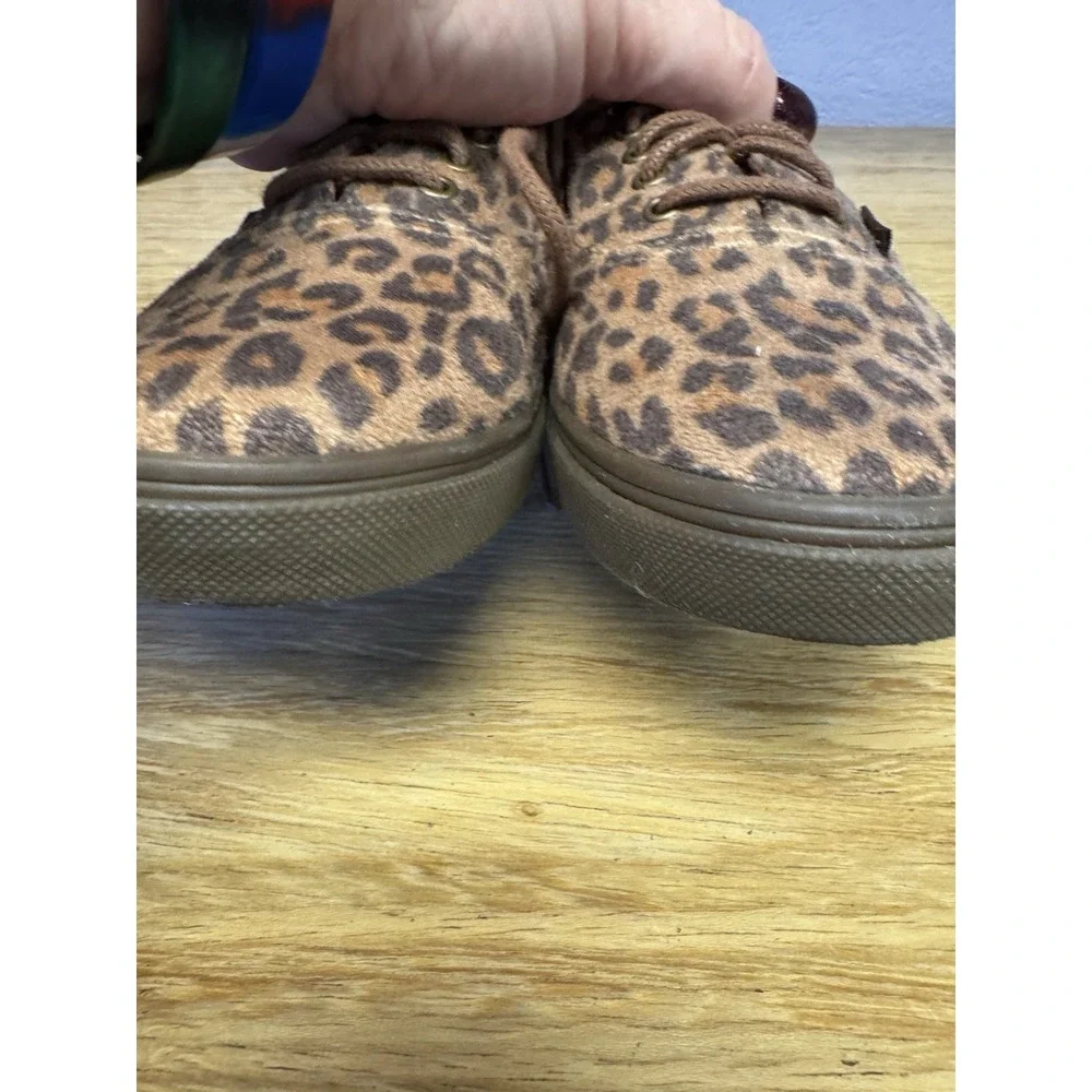 Vans Off The Wall Shoes Womens Size 6 Leopard Print Lace Low Top Animal EUC SB6